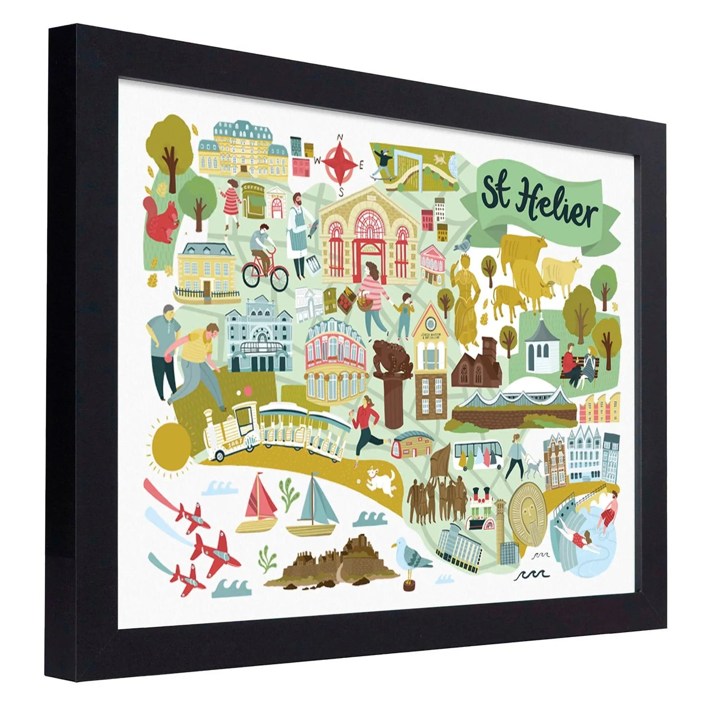 St Helier Map - Jersey Print Lauren Radley