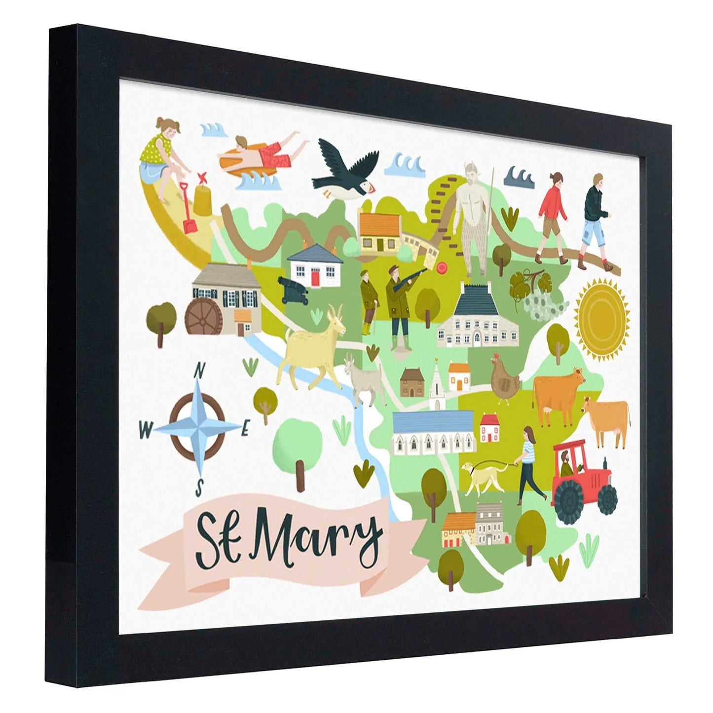 St Mary Map - Jersey Print Lauren Radley