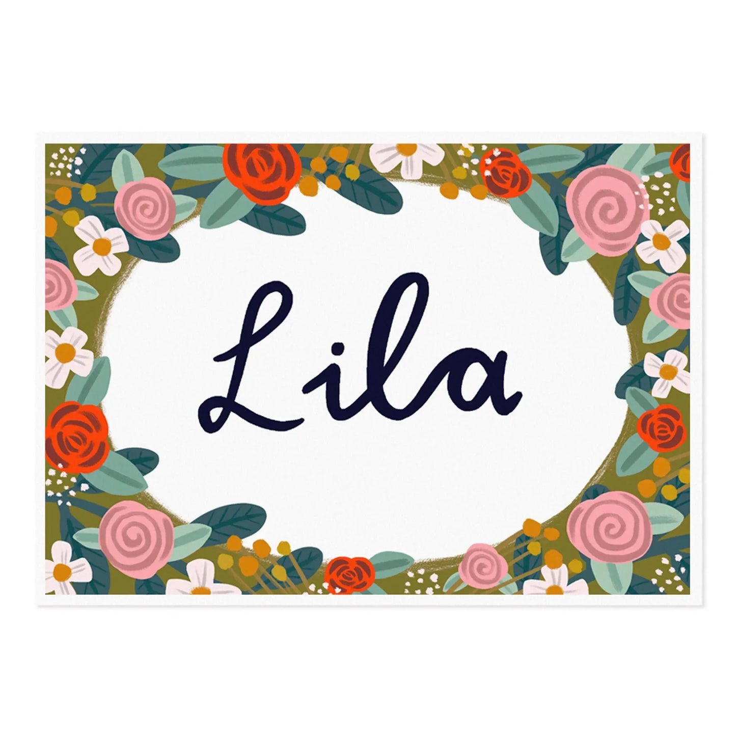 Floral Border Name Print - Lauren Radley
