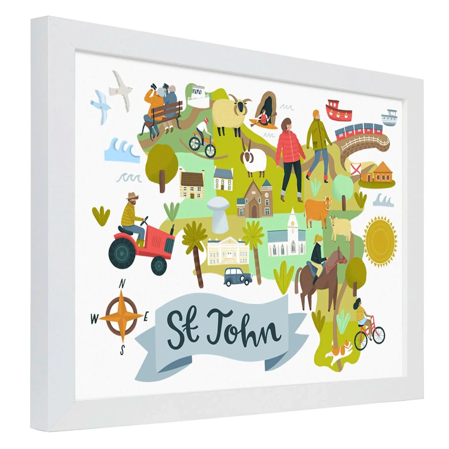 St John Map - Jersey Print Lauren Radley