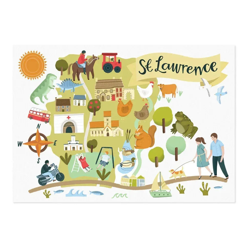 St Lawrence Map - Jersey Print Lauren Radley