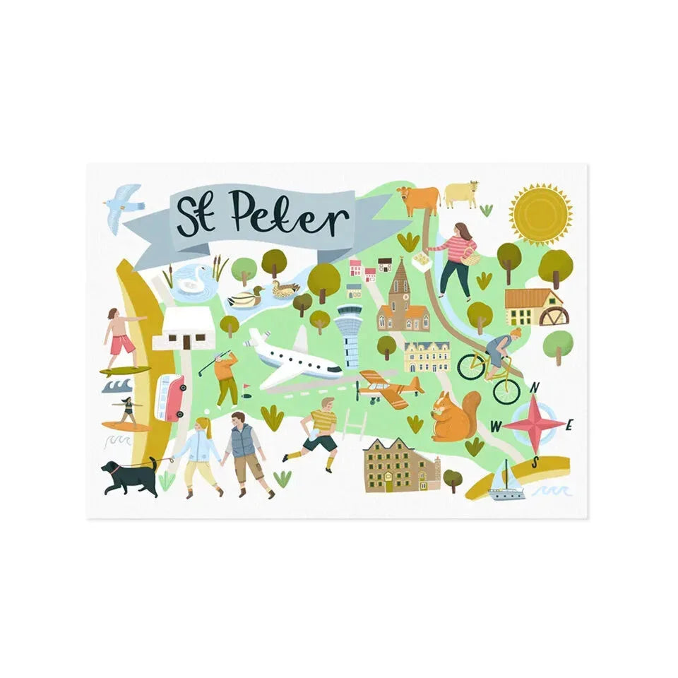 St Peter Map - Jersey Print Lauren Radley