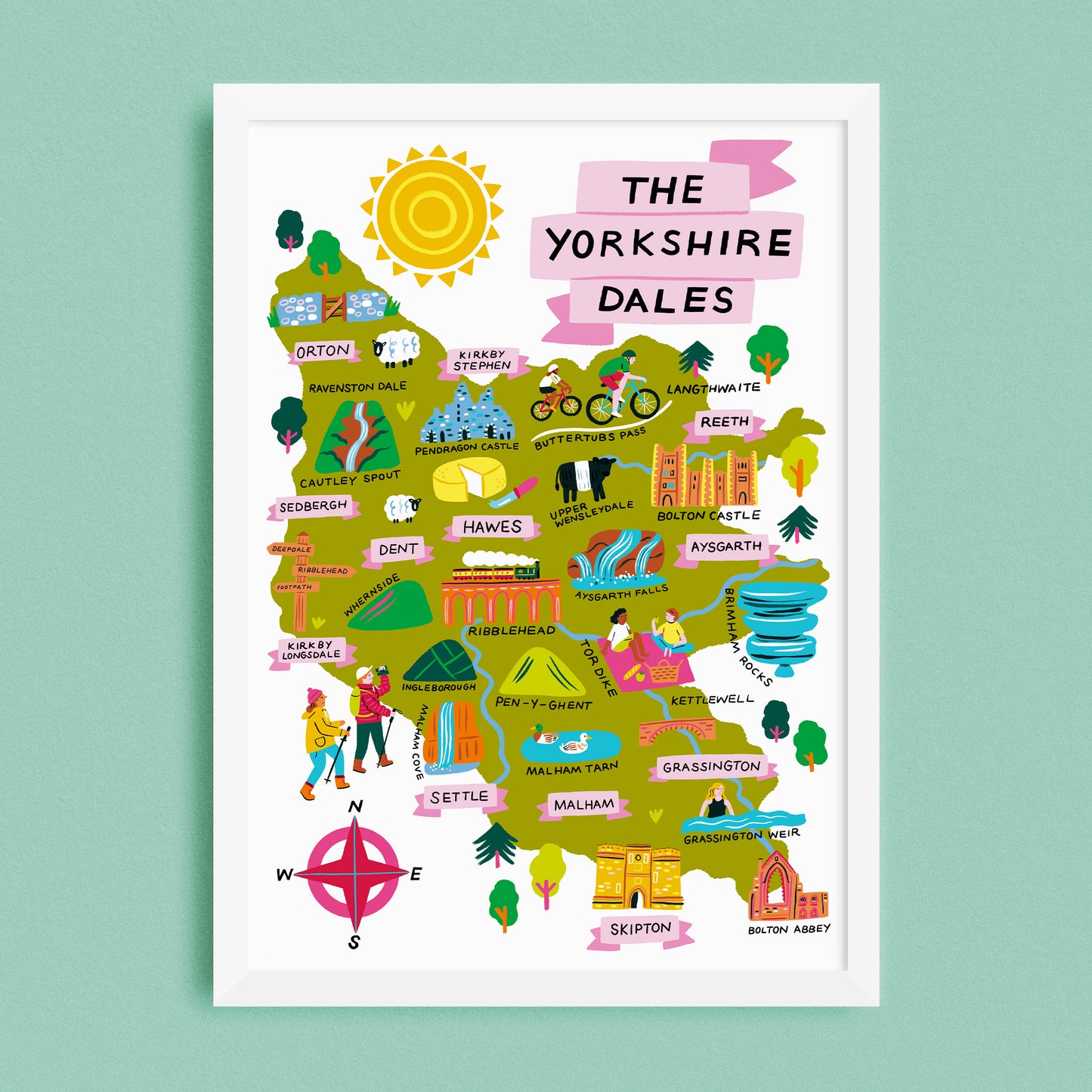 Yorkshire Dales Map Print