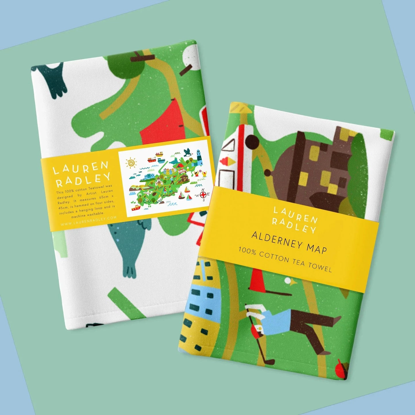 Alderney Map Tea Towel - Lauren Radley