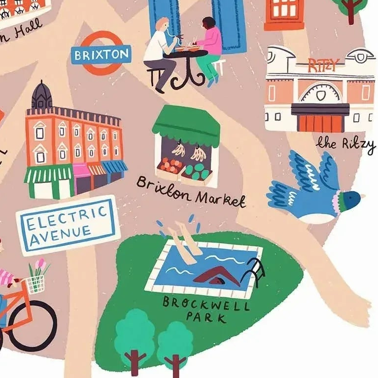 Brixton - London Map Print