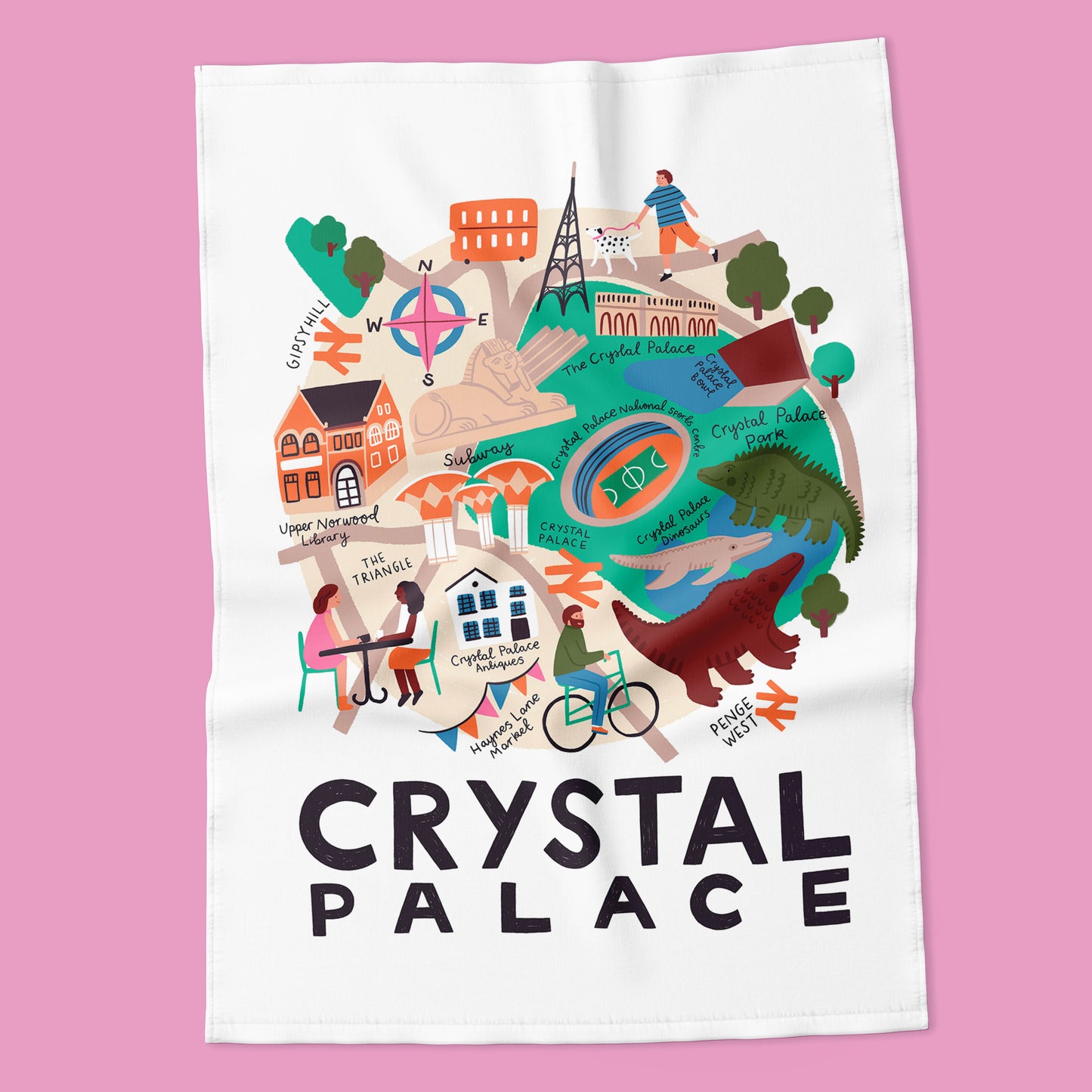 Crystal Palace - London Map Tea Towel