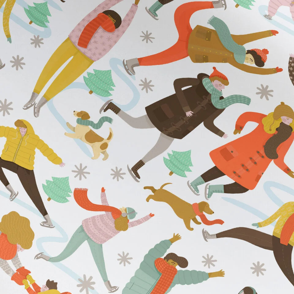 Ice Skaters Christmas Gift Wrap