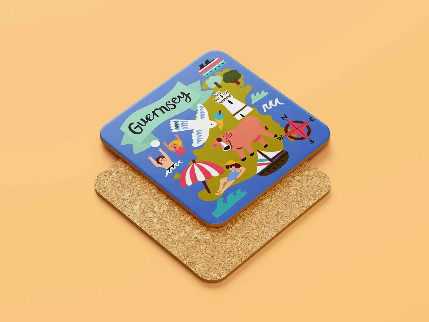 Guernsey Map Coaster - Lauren Radley
