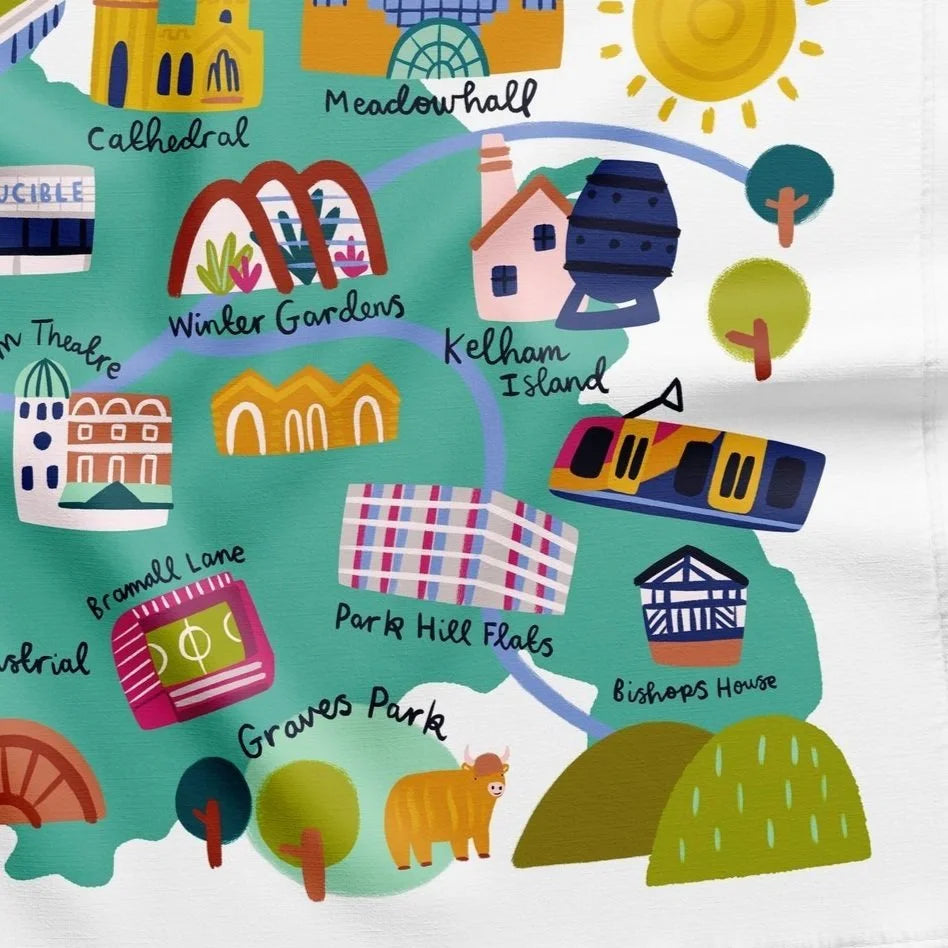 Sheffield Map Tea Towel Lauren Radley