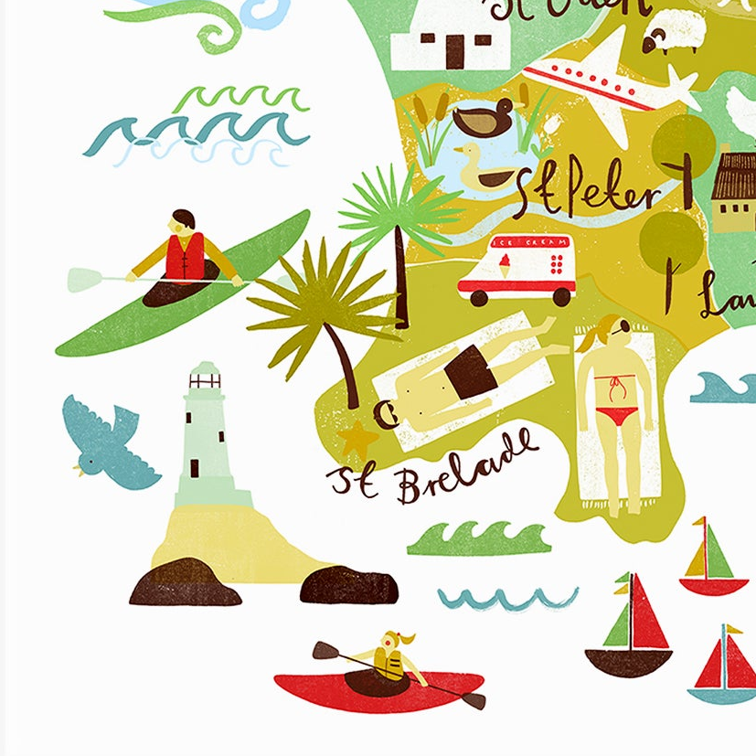 Jersey Map Print - Channel Islands