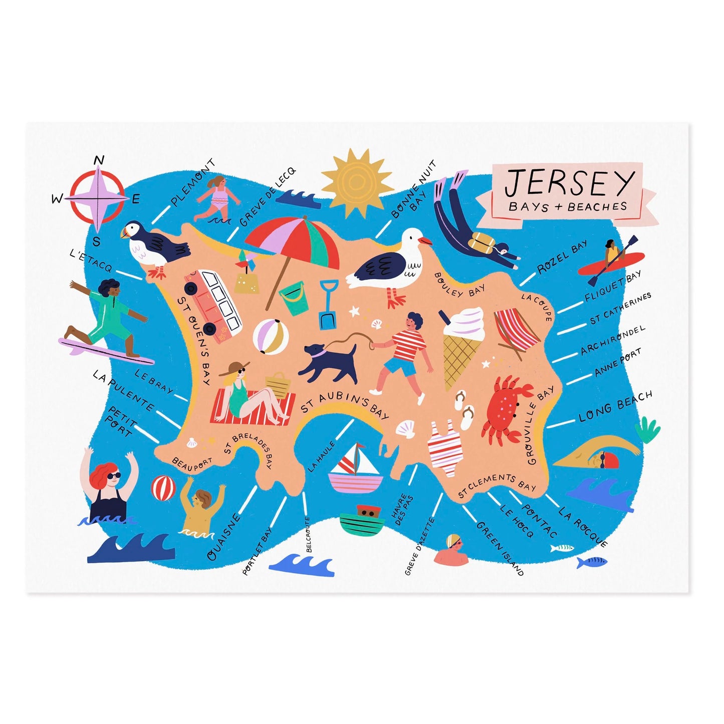 Jersey Bays and Beaches Swimming Map