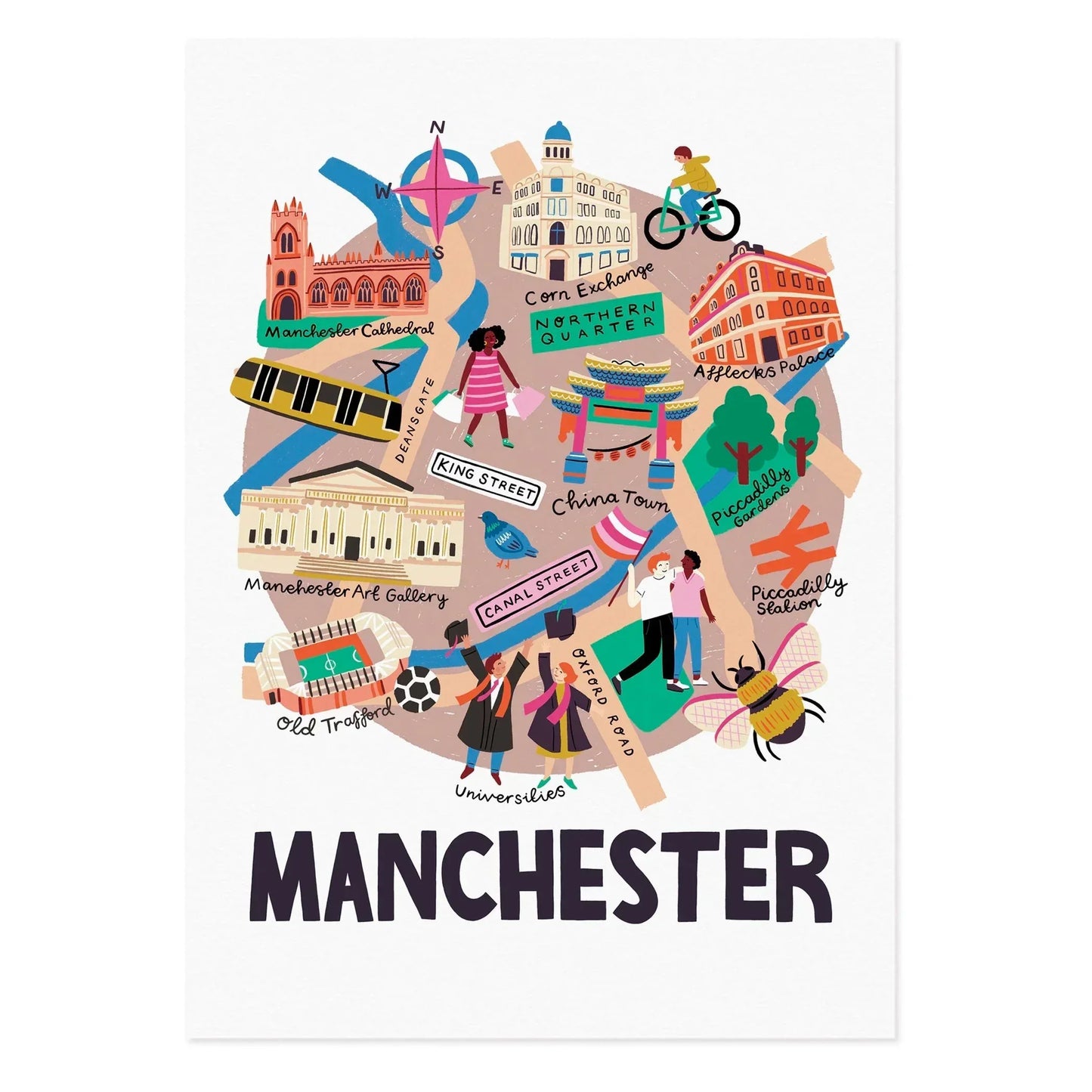 Manchester Map Print Lauren Radley