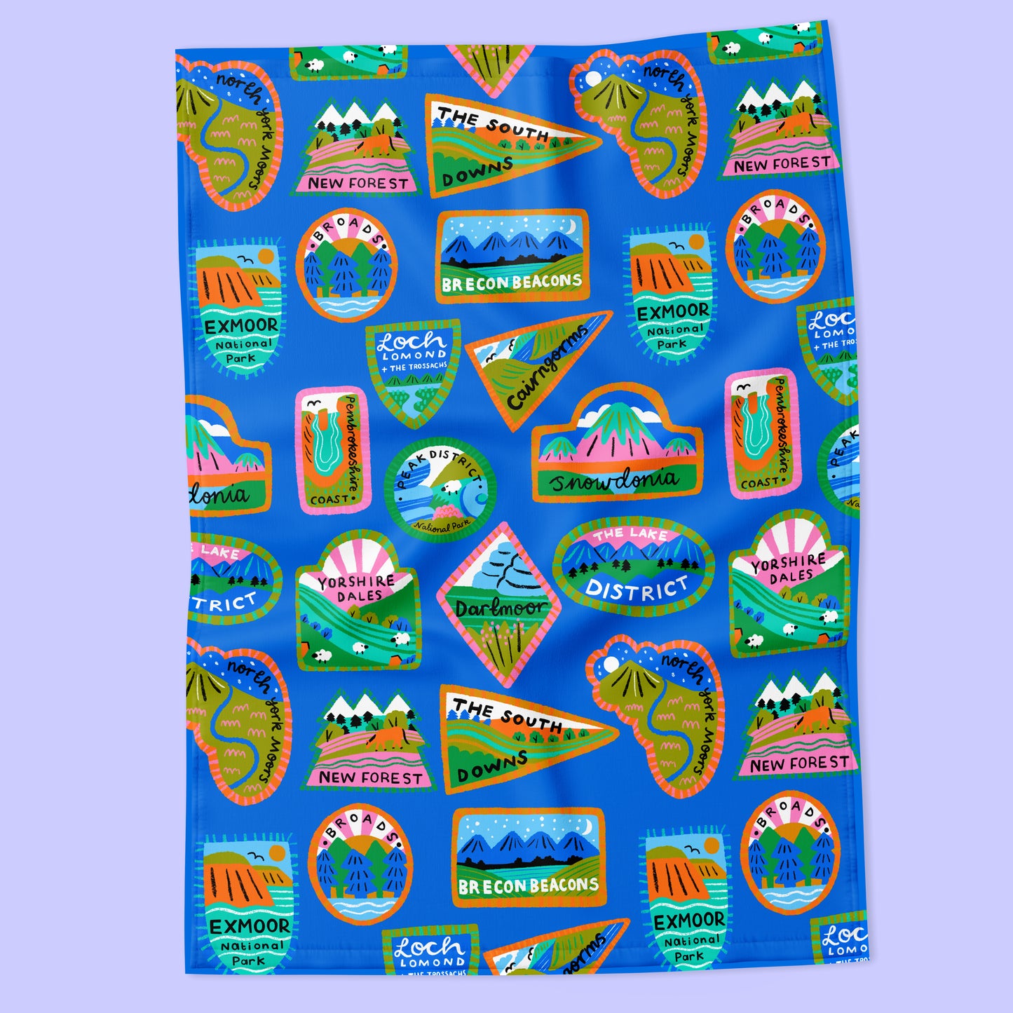 National Parks Patches Blue Tea Towel