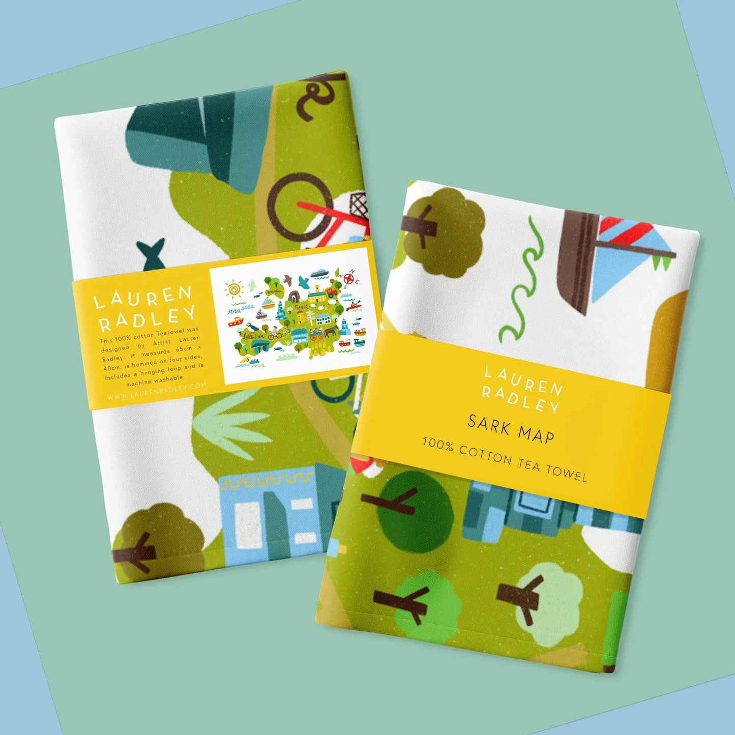 Sark Map Tea Towel Lauren Radley