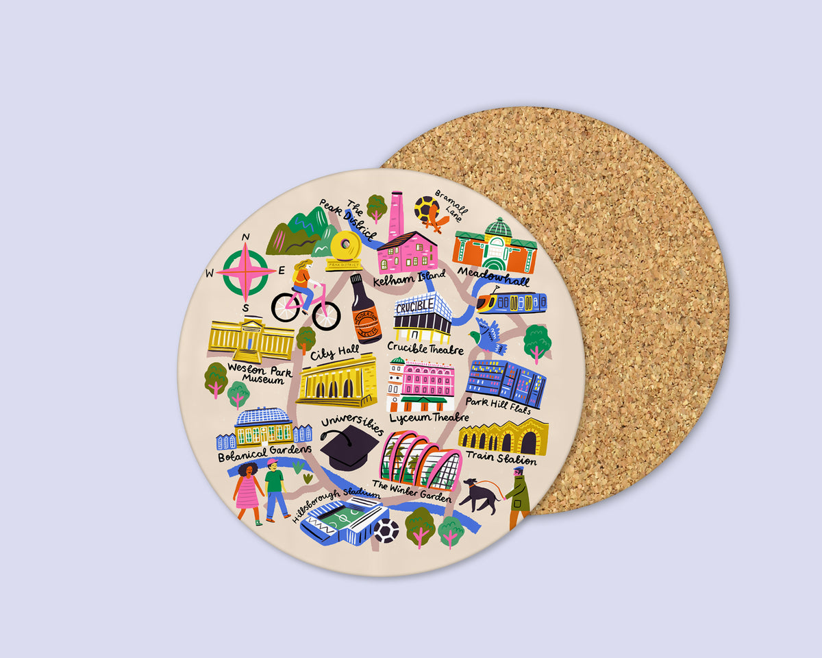 Sheffield Circle Map Coaster
