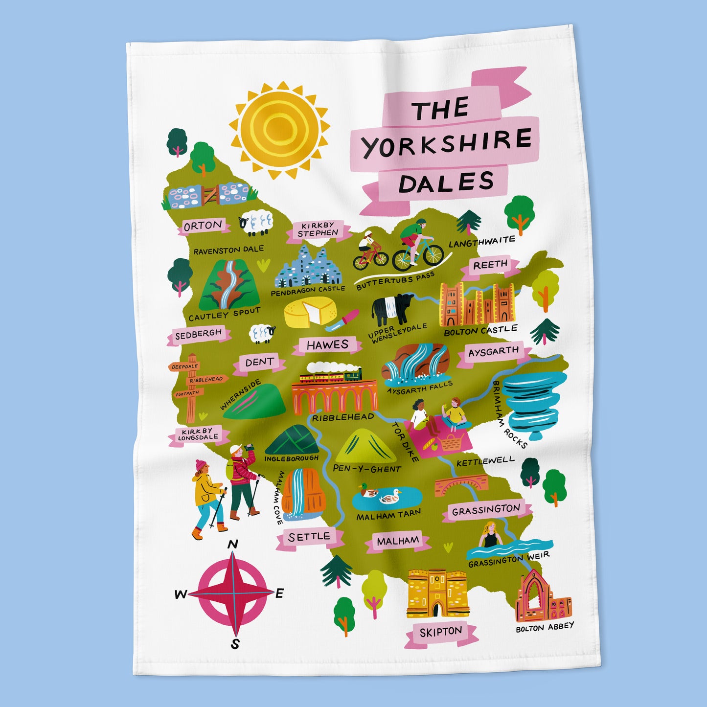 Yorkshire Dales Map Tea Towel