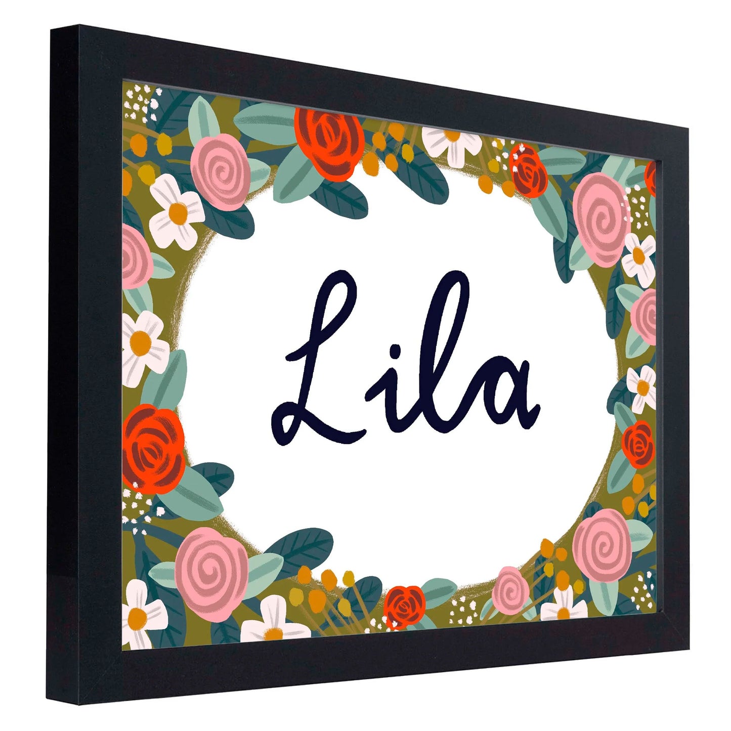 Floral Border Name Print