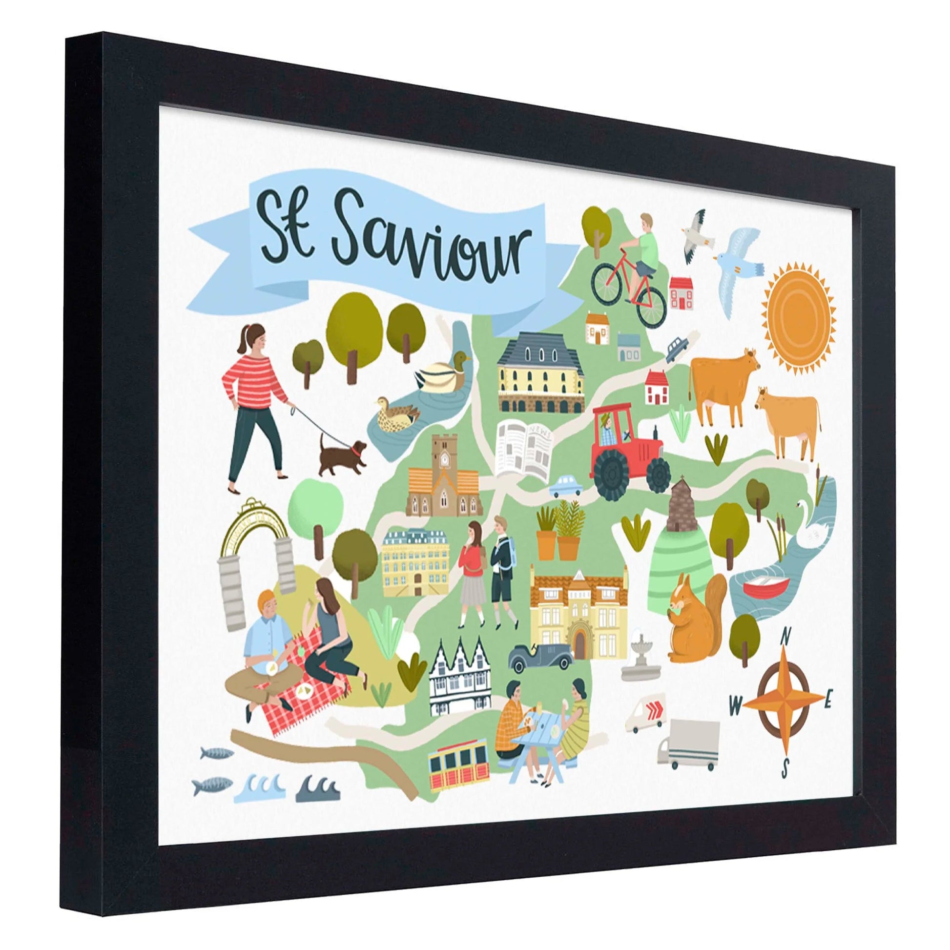 St Saviour Map - Jersey Print Lauren Radley