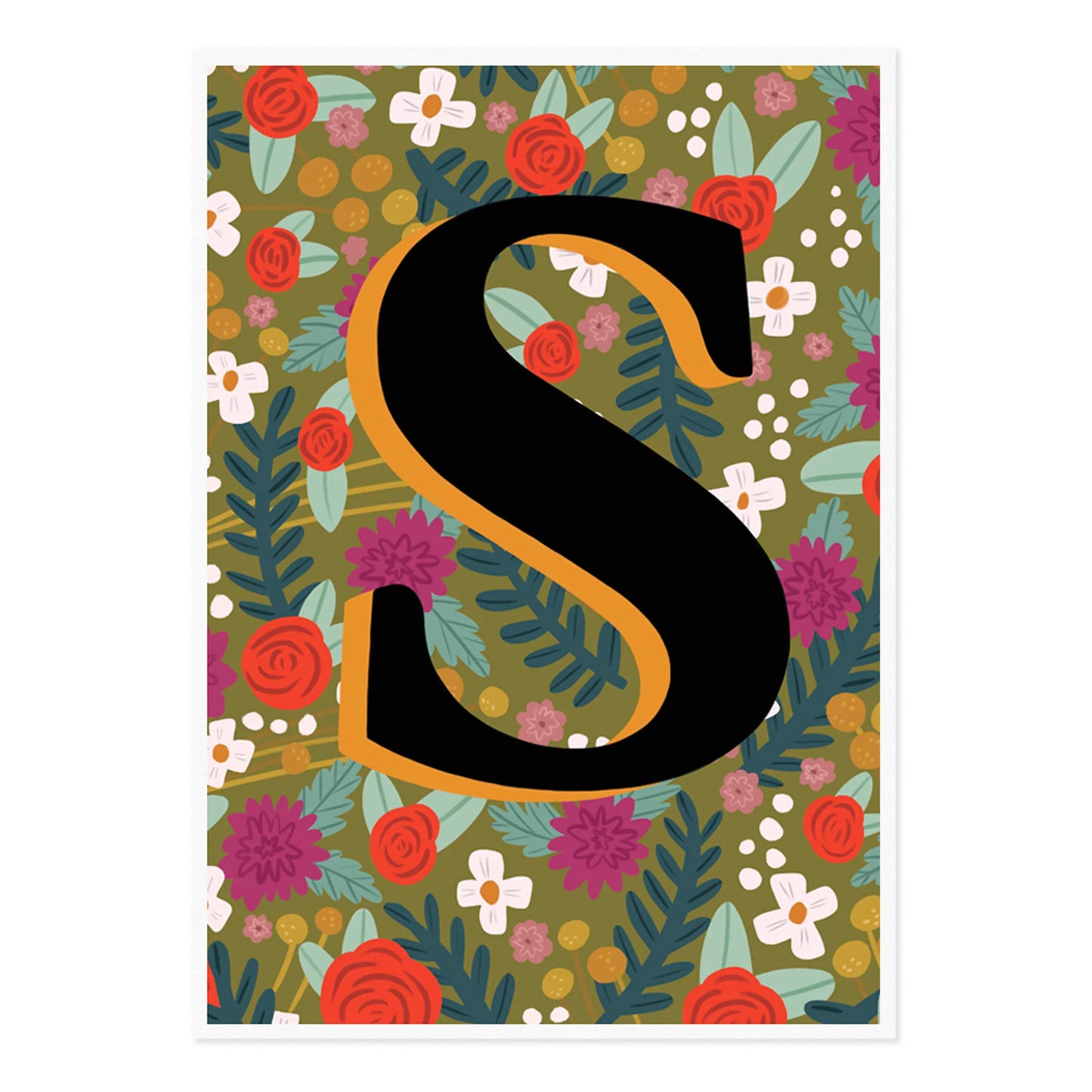 Floral pattern Letter Print