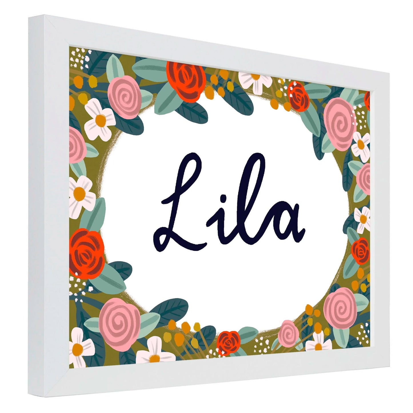 Floral Border Name Print