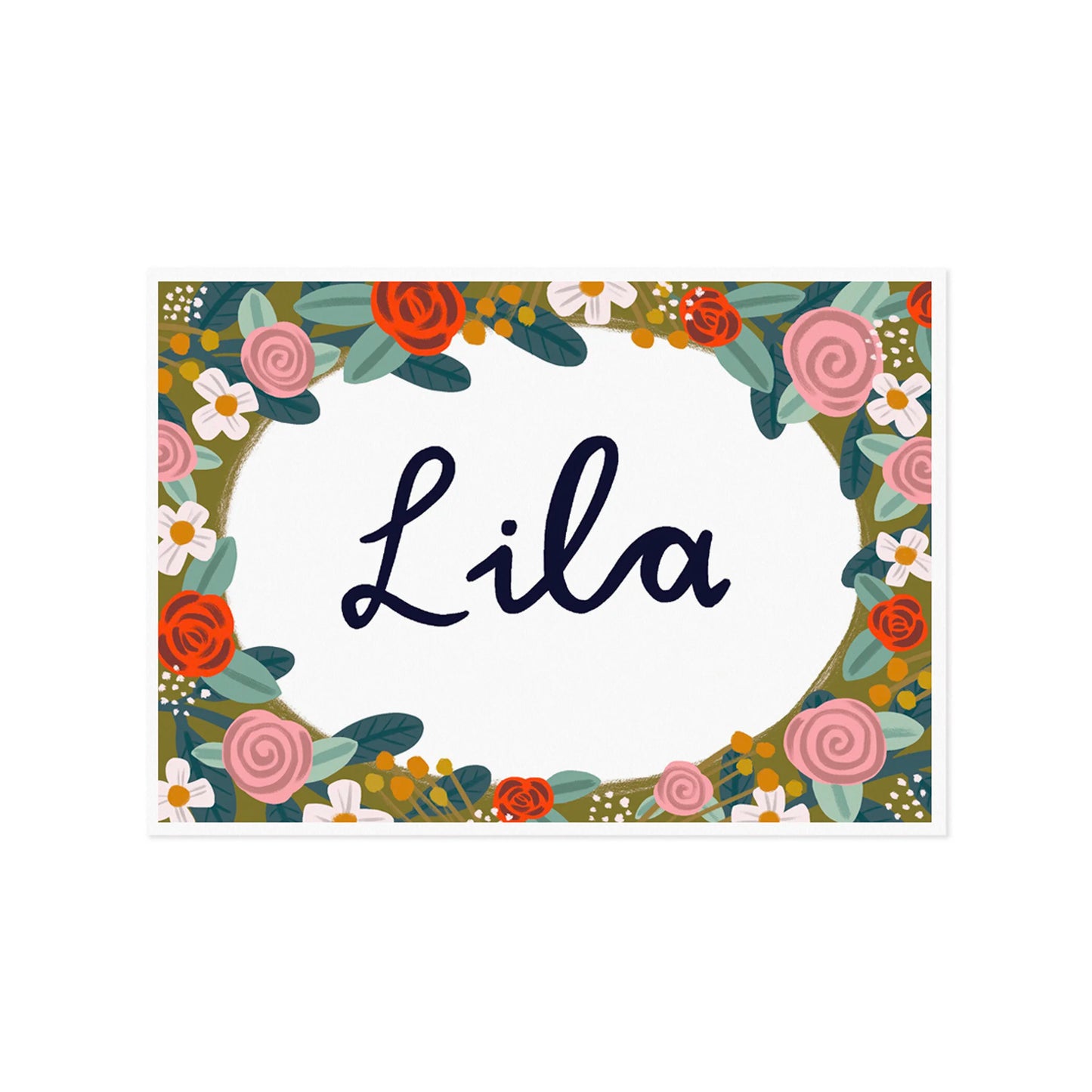 Floral Border Name Print