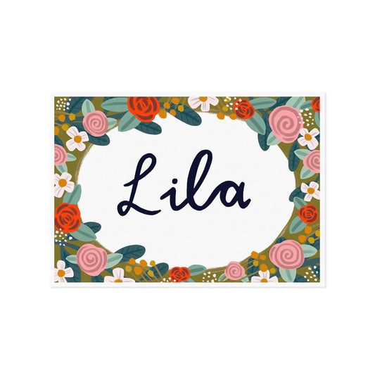 Floral Border Name Print