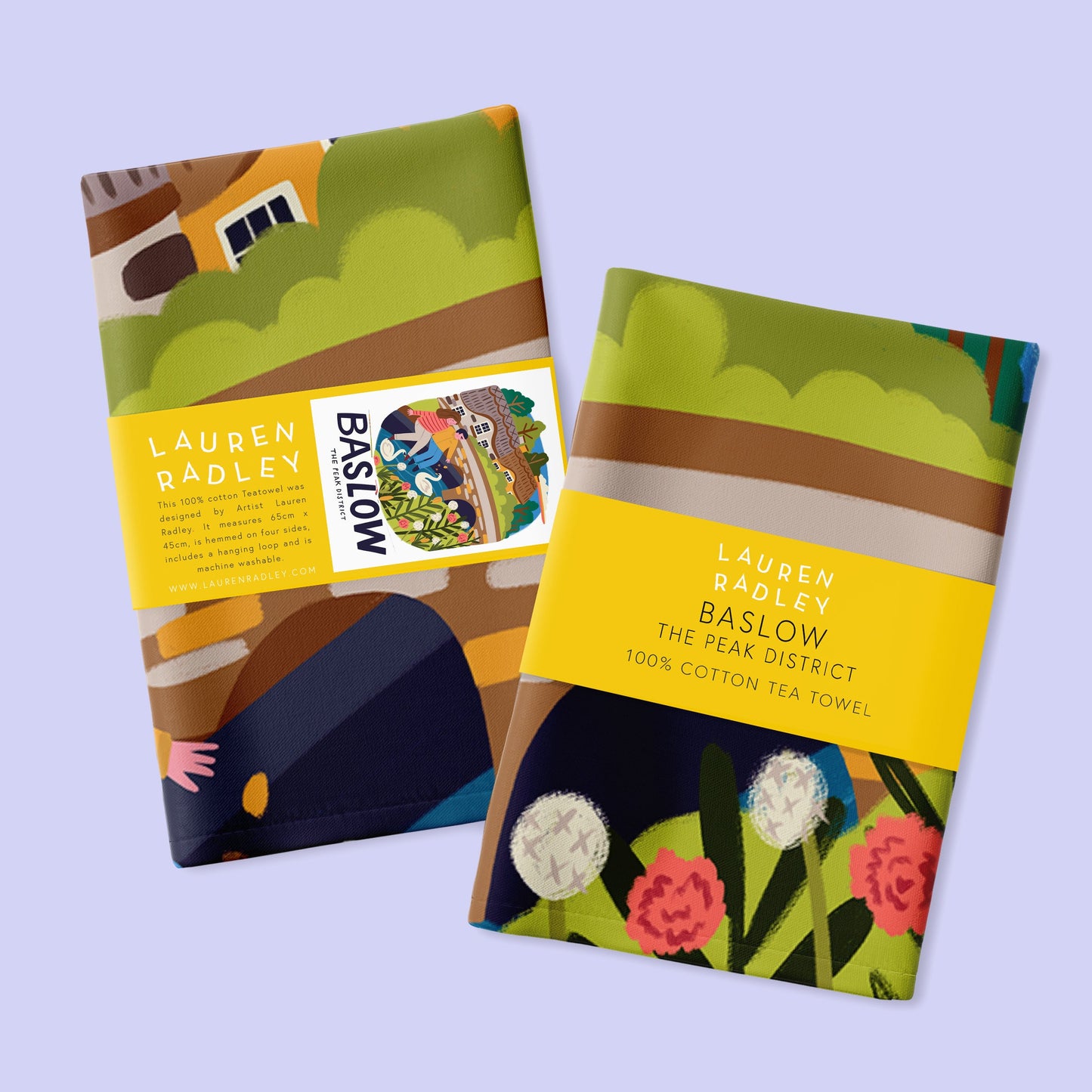 Baslow Travel Poster Tea Towel Lauren Radley