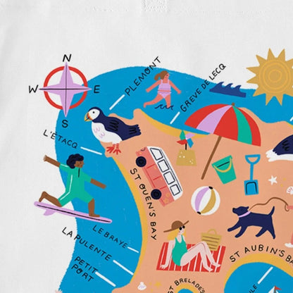 Jersey Bays and Beaches Map Shopper Bag