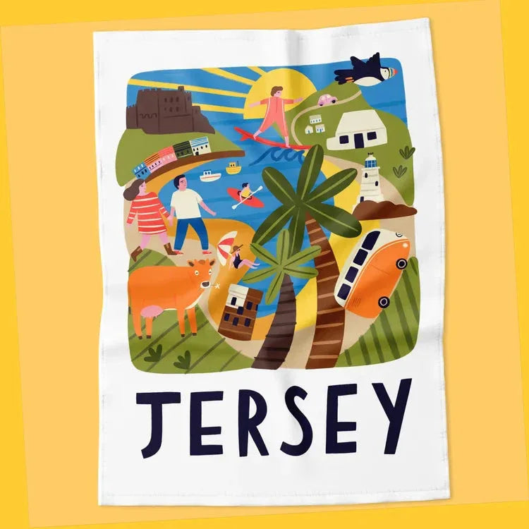 Jersey Travel Poster Tea Towel - Lauren Radley
