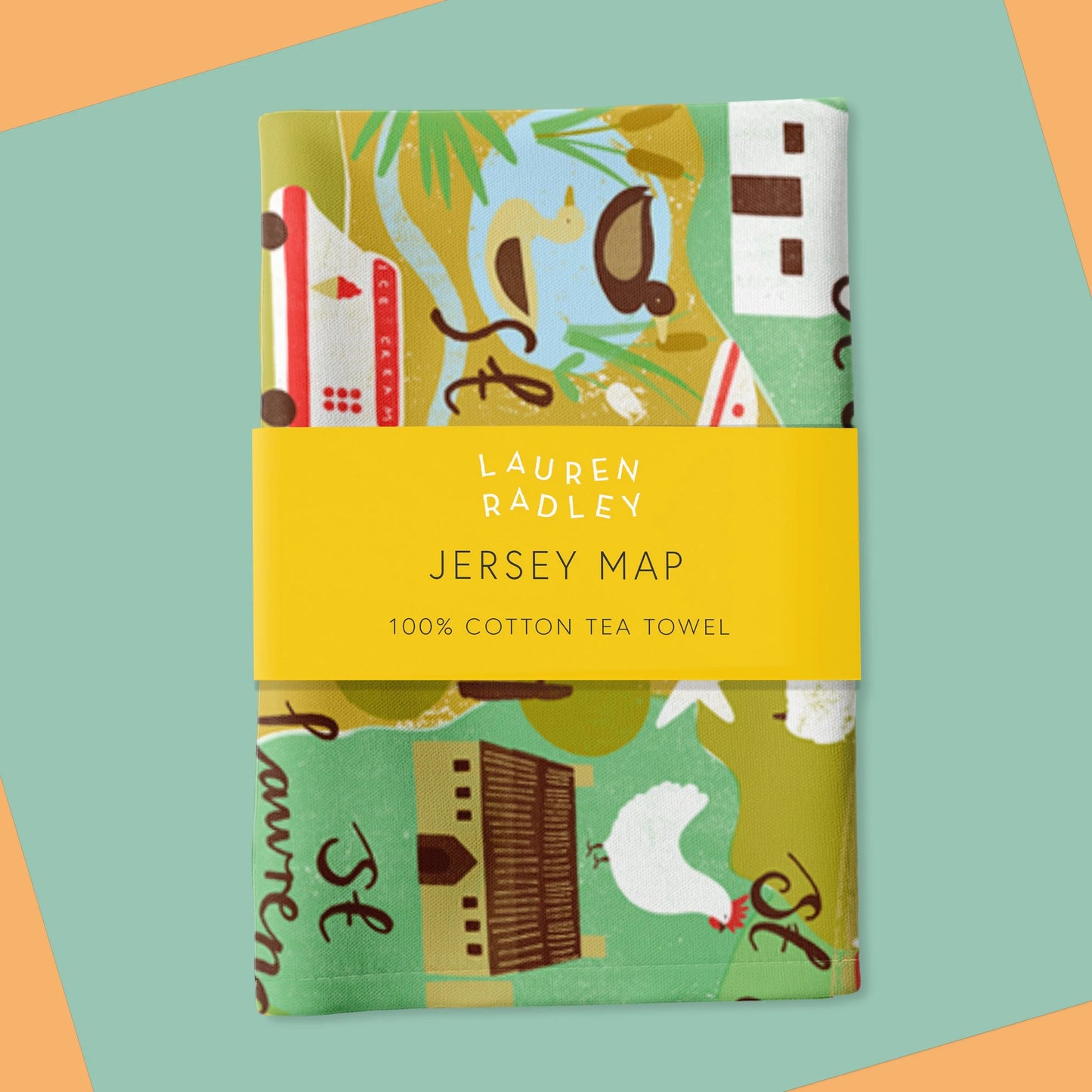 Jersey Map Tea Towel