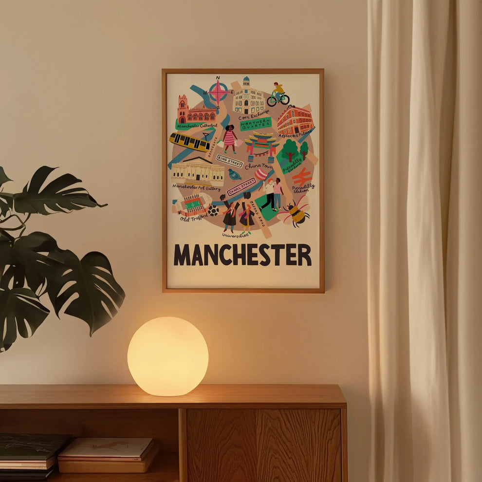 Manchester City Map Art Print | Hand-Drawn Manchester Wall Art – Lauren ...