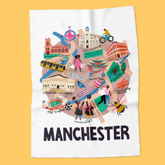 Manchester Map Tea Towel