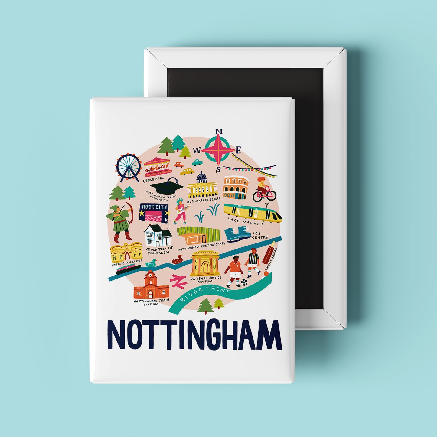 Nottingham City Map Magnet