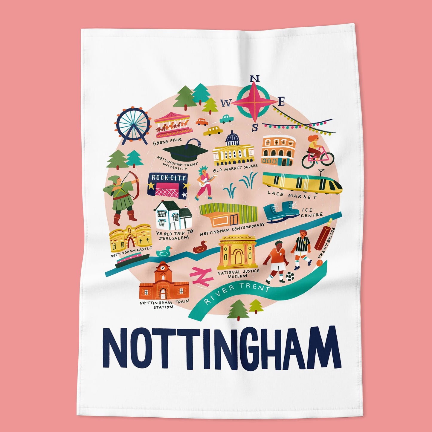 Nottingham Map Tea Towel