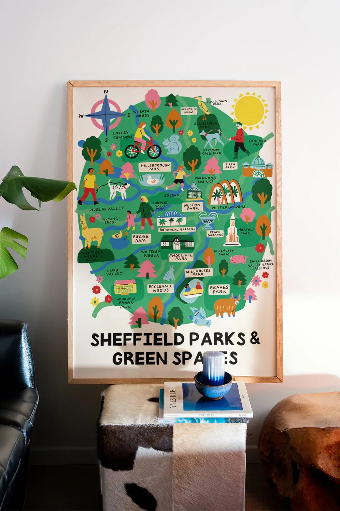 Sheffield Parks and Green Spaces Map Print Lauren Radley