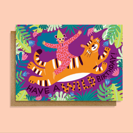 Wild Woman Tiger Birthday card
