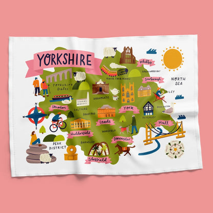 Yorkshire Map Tea Towel