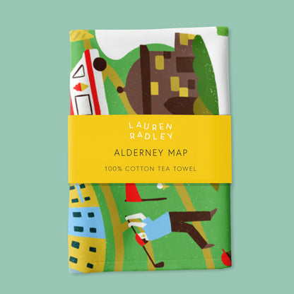 Alderney Map Tea Towel