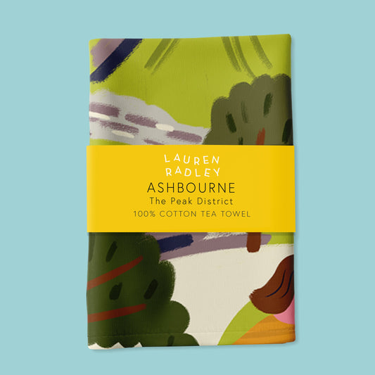 Ashbourne Travel Poster Tea Towel Lauren Radley