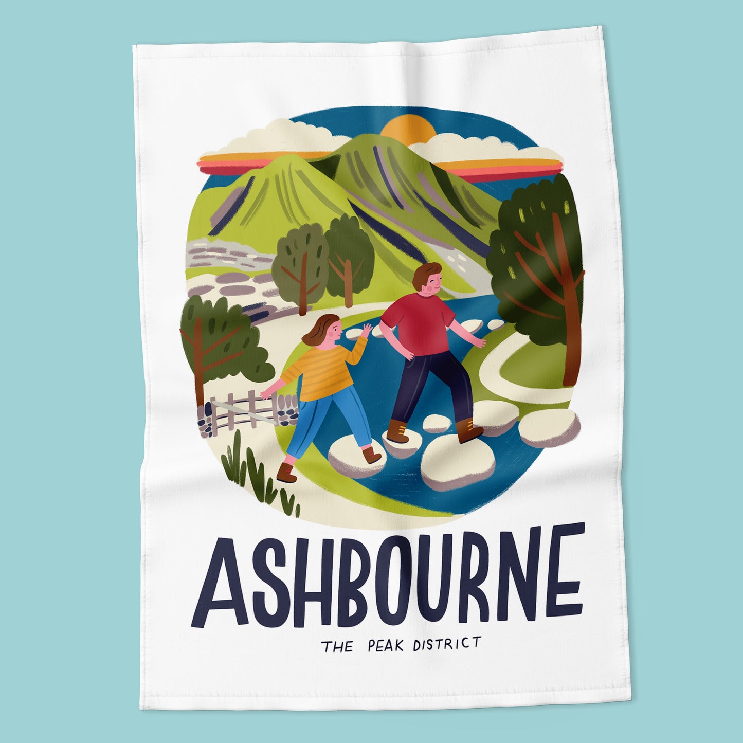 Ashbourne Travel Poster Tea Towel Lauren Radley