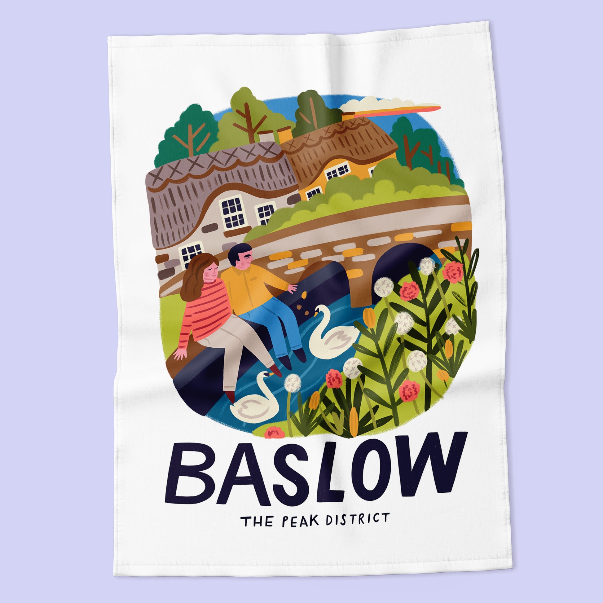 Baslow Travel Poster Tea Towel Lauren Radley