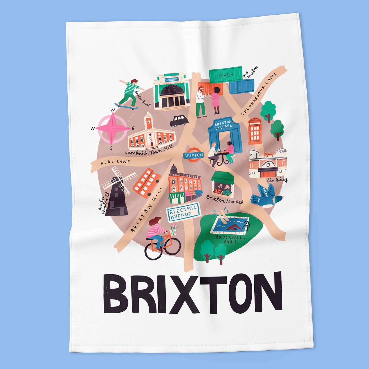 Brixton - London Map Tea Towel