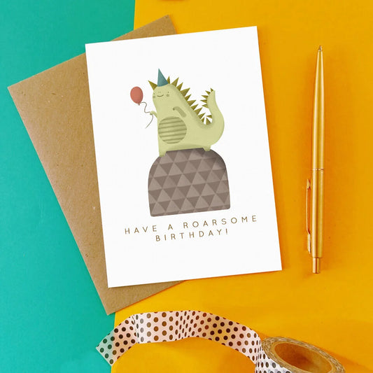 Green Dinosaur Card
