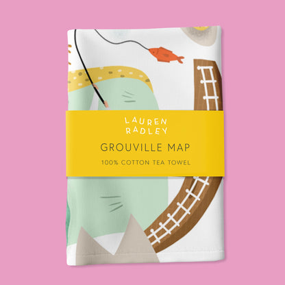 Grouville Map Tea Towel