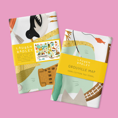 Grouville Map Tea Towel