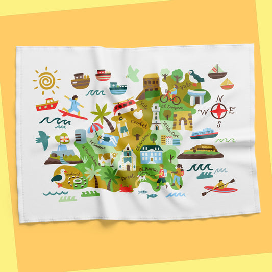 Guernsey Map Tea Towel