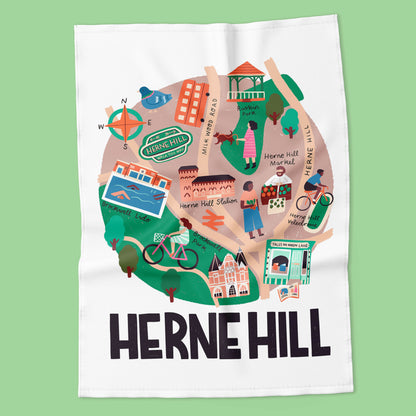 Herne Hill - London Map Tea Towel