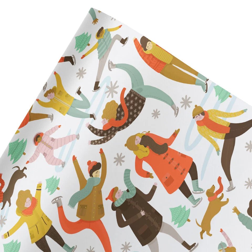 Ice Skaters Christmas Gift Wrap