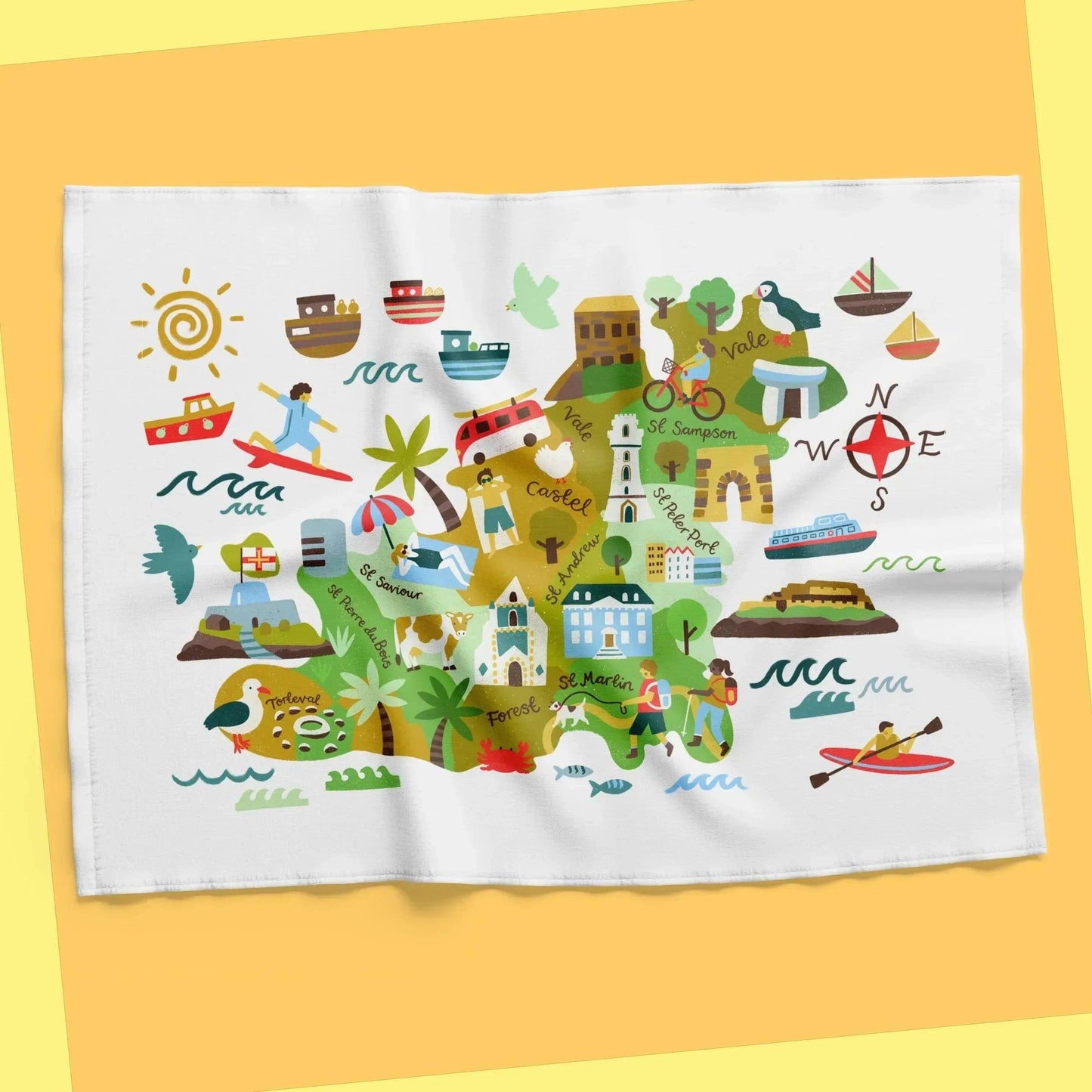 Guernsey Map Tea Towel - Lauren Radley