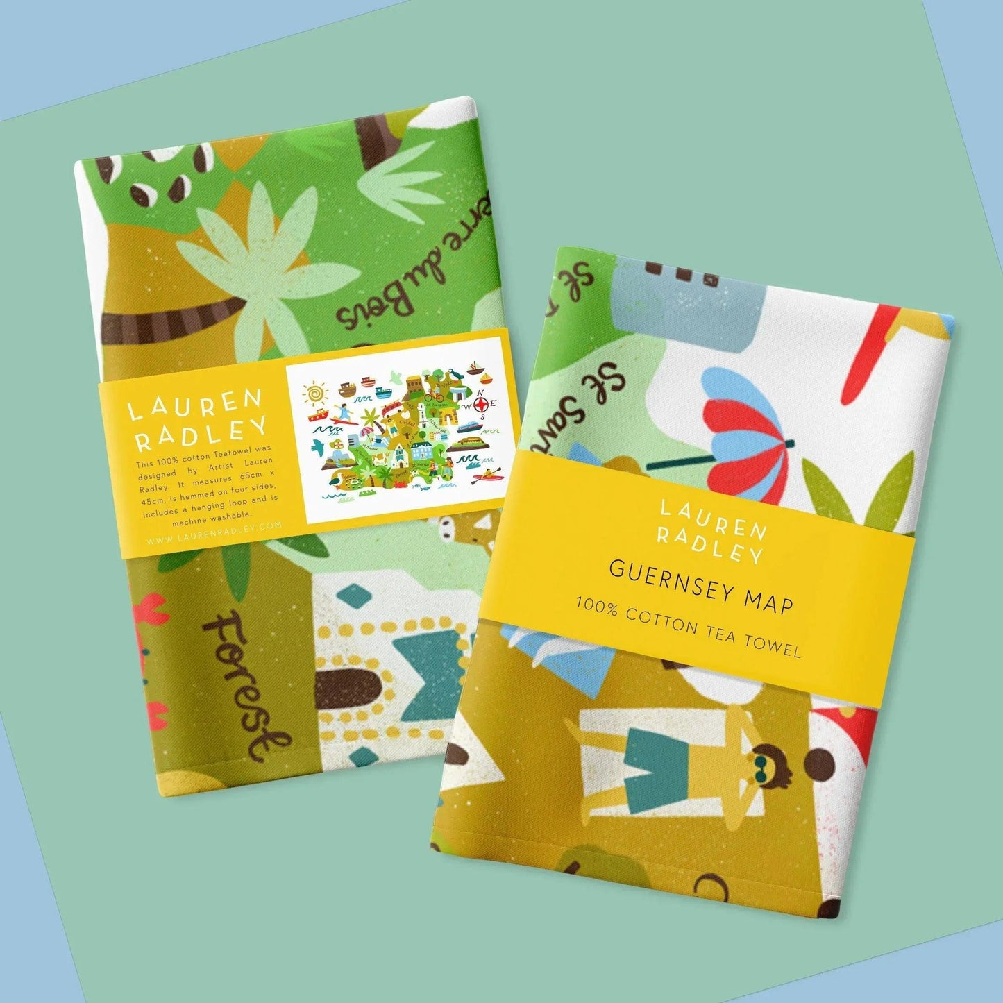 Guernsey Map Tea Towel - Lauren Radley